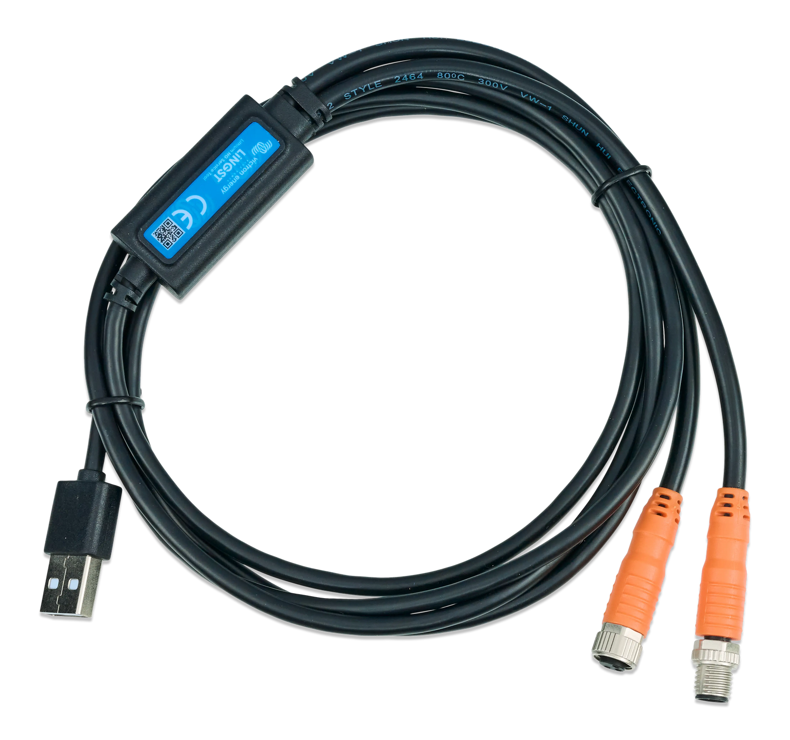 Victron LiNGST Lithium NG Service Tool cable with USB-A and dual M8 connectors