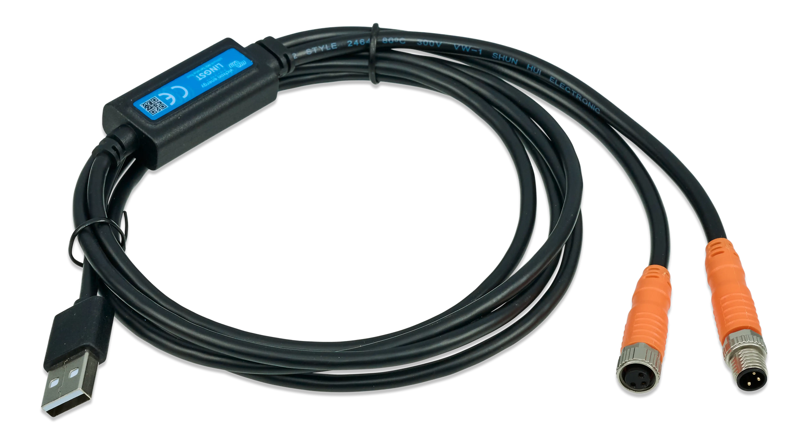 Close-up of M8 male and female circular connectors on the service tool cable