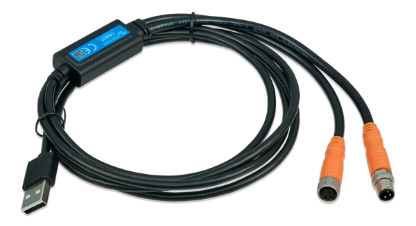 Close-up of M8 male and female circular connectors on the service tool cable
