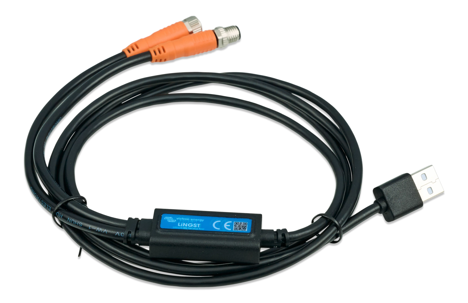Overview of the Victron LiNGST service tool assembly with coiled cable