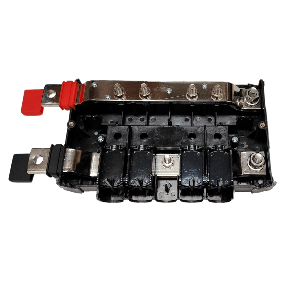 Perspective internal view of the Victron Lynx Power In busbar assembly without cover