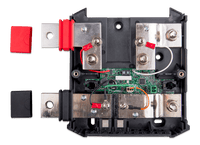 Top-down internal view of Lynx Shunt showing tinned copper busbars and green circuit board