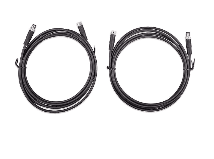 Two coiled 3m black cables with M8 male and female 3-pole connectors
