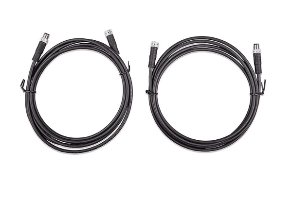 Two coiled 3m black cables with M8 male and female 3-pole connectors