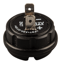 Angled rear view of the 12V power port showing connection terminals and circular plastic housing