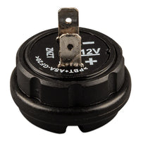 Angled rear view of the 12V power port showing connection terminals and circular plastic housing