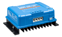 Side profile showing mounting brackets and specifications label on the enclosure