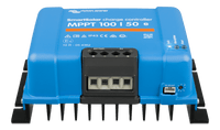Front angled perspective of the 50A Victron solar charge controller
