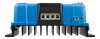 Bottom edge view of charge controller showing screw terminals and VE.Direct communication port