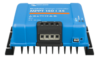 Direct front view of the MPPT solar controller terminal block for PV and battery inputs