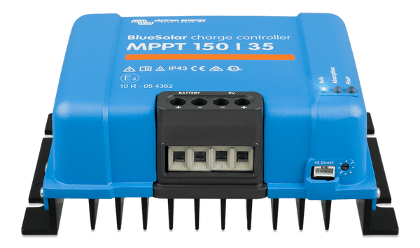 Direct front view of the MPPT solar controller terminal block for PV and battery inputs