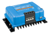 Angle view of solar charge controller showing side mounting holes and chassis cooling fins