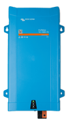 Front view of blue Victron MultiPlus 12/1600/70 inverter charger with status LED panel