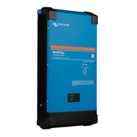 Angled view of the Victron MultiPlus 12V 2000VA inverter charger showing steel and ABS enclosure