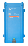 Front view of blue Victron MultiPlus 12V 800VA inverter charger showing status LEDs