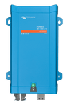 Front view of a blue Victron MultiPlus 48V 1200VA 13A inverter charger in a steel enclosure