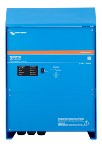 Front view of blue Victron MultiPlus 48/20k inverter charger showing interface panel