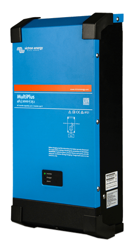 Side view of Victron MultiPlus 48V 2000VA inverter charger showing ventilation and mountings