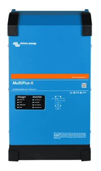 Front view of blue Victron MultiPlus-II 48V 15000VA inverter charger