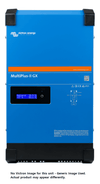 Front view of blue steel MultiPlus-II GX inverter charger with digital status display