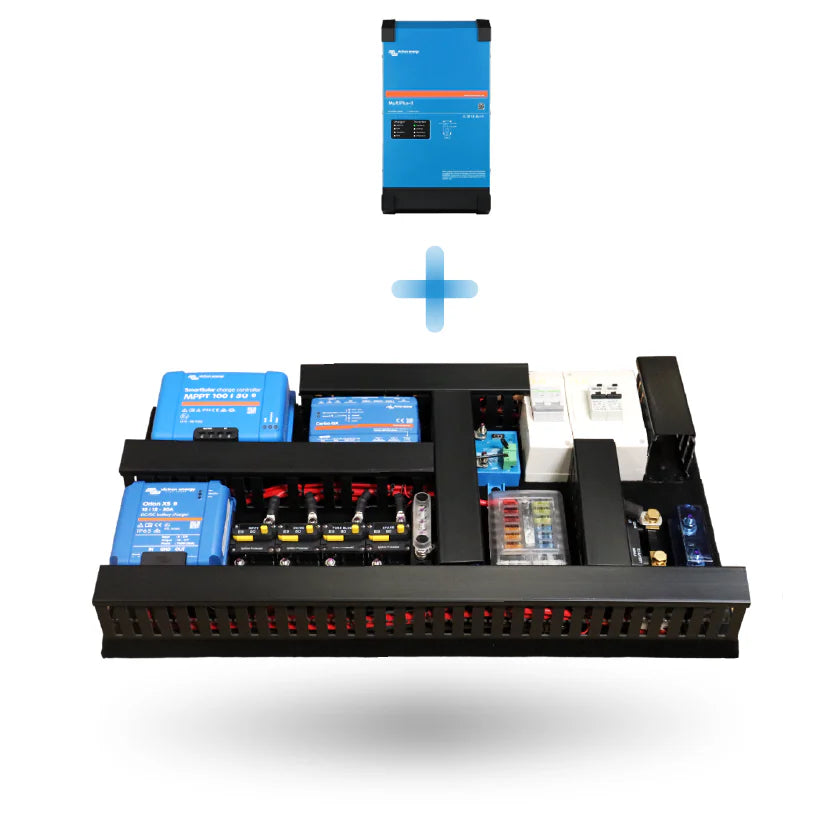 Diagram showing Victron MultiPlus-II inverter separate from the main Exotronic pre-wired board