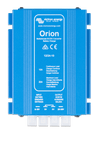 Top-down view of a blue Victron Orion 12V to 24V 10A DC-DC converter showing connection labels