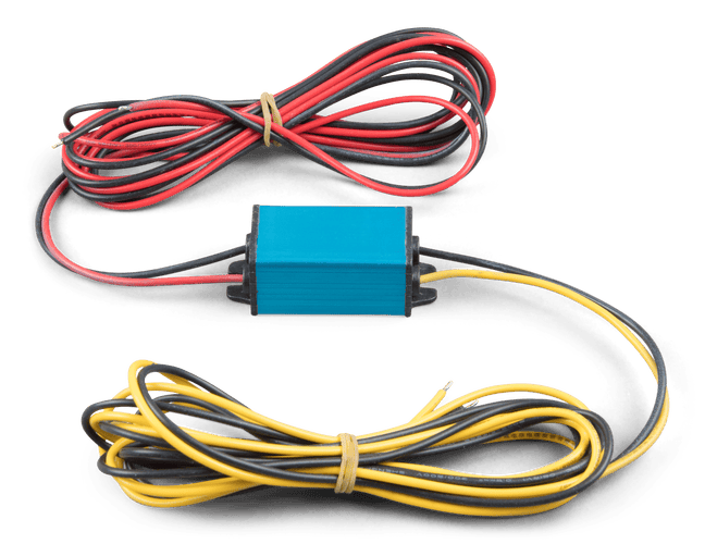 Perspective view of blue non-isolated DC-DC converter with integrated mounting tabs