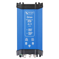 Front view of Victron Orion 48/12-60A DC-DC converter showing load ratings and blue aluminium chassis