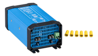 Side perspective of the Victron Orion 24V to 12V converter showing mounting slots and cooling vent layout