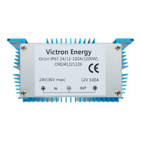 Product label for Victron Orion converter showing 1200W rating and connection diagram