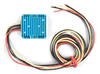 Top-down view of Victron Orion 24/12-10A IP67 DC-DC converter with integrated cooling fins and pre-wired cables