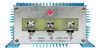 Front terminal view of DC-DC converter showing input, ground and output bolt connections