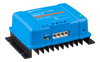 Angled view of blue Victron DC-DC converter enclosure with mounting flanges