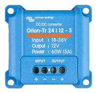 Top-down view of Victron Orion-Tr 24 to 12V DC-DC converter with screw terminals
