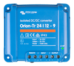 Top view of Victron Orion-Tr 24/12-9A isolated DC-DC converter with blue casing