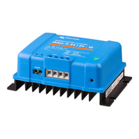 Side perspective view of the blue isolated DC-DC converter on its heatsink base