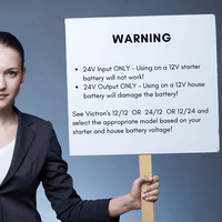 Warning sign for 24V input and output specific voltage requirements