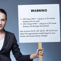 Warning sign for 24V input and output specific voltage requirements
