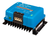 Side angle of blue Victron Orion-Tr charger showing cooling fins and screw terminals