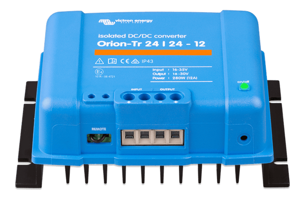 Front angled view of Orion-Tr converter showing connection terminals and cooling fins