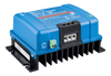 High-angle view of the blue DC-DC charger housing and integrated mounting feet