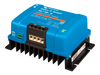 Isometric view of the isolated DC-DC charger showing the integrated aluminium heatsink and screw terminals