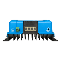 Close-up of the bottom panel showing remote port, screw terminals, and voltage adjust screw
