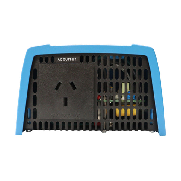 Front view of Victron Phoenix 12/375 inverter with a standard Australian New Zealand 3-pin AC outlet