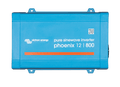 Top-down view of a blue Victron Phoenix 12/800 pure sinewave inverter with mounting flanges