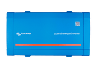 Top view of the blue steel and plastic chassis of a Victron Phoenix pure sine wave inverter