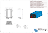 Dimensional drawing of the inverter housing with metric measurements