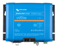 Front view of Victron 12V 50A Phoenix Smart battery charger with status indicators