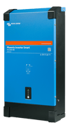 Side perspective view of blue 3000VA smart inverter showing durable steel enclosure