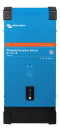 Front view of blue Victron Phoenix Smart Inverter 48/2000 showing status LEDs and power button